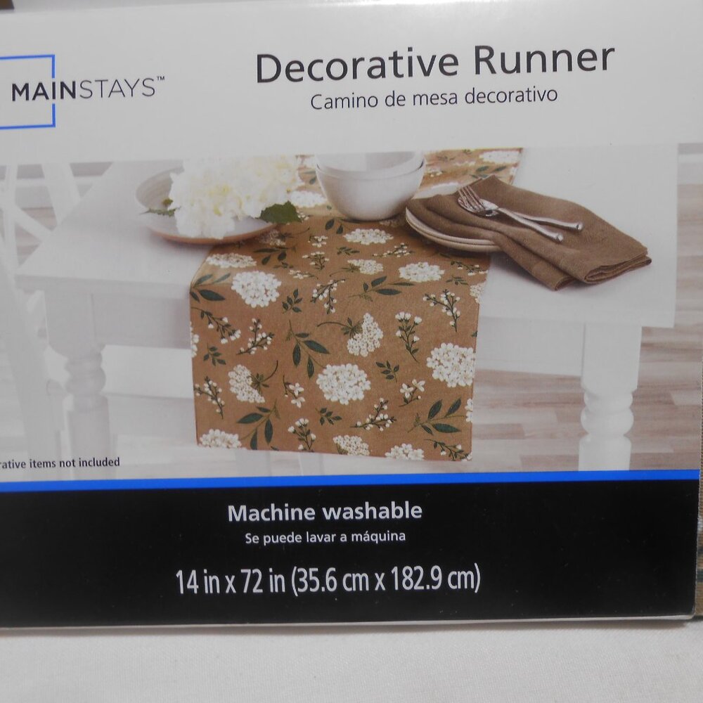 BRAND NEW BEAUTIFUL MAINSTAYS DECORATIVE LINEN TABLE RUNNER 14X72" 🌼